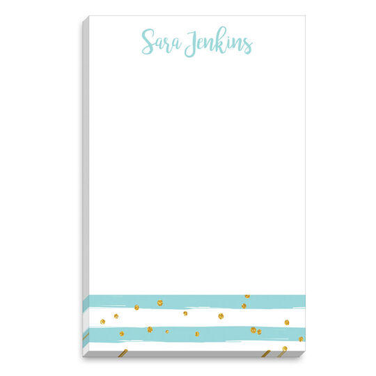 Aqua Confetti Stripes Notepad